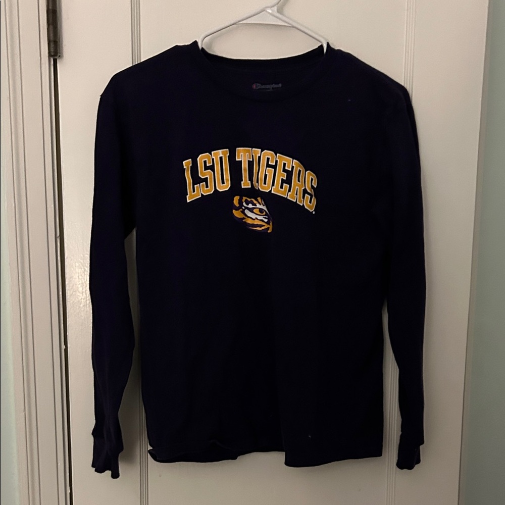 Champion Purple Long Sleeve T-Shirt with LSU Tigers Logo